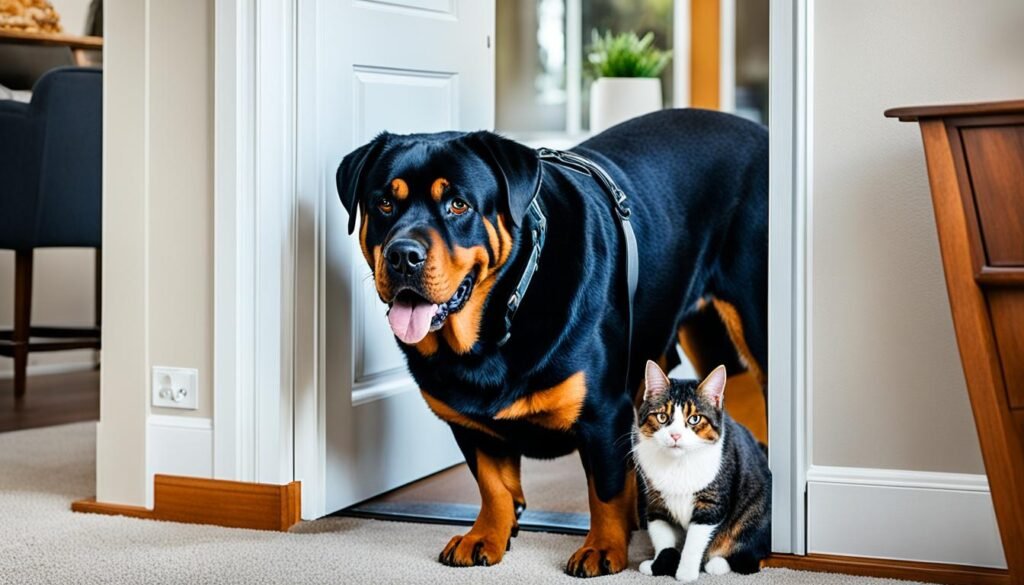 introducing cat to Rottweiler home