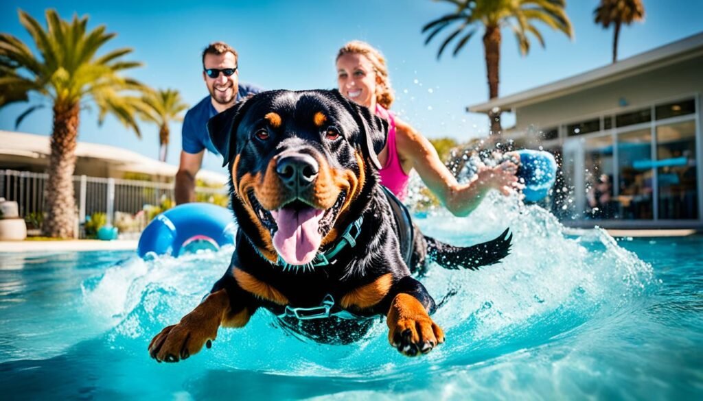 rottweiler swimming training